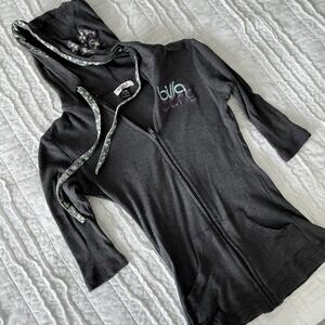 Y2K Billabong Lightweight‎ Hoodie Women Grunge Ribbed Half Sleeve 90s Sz XS